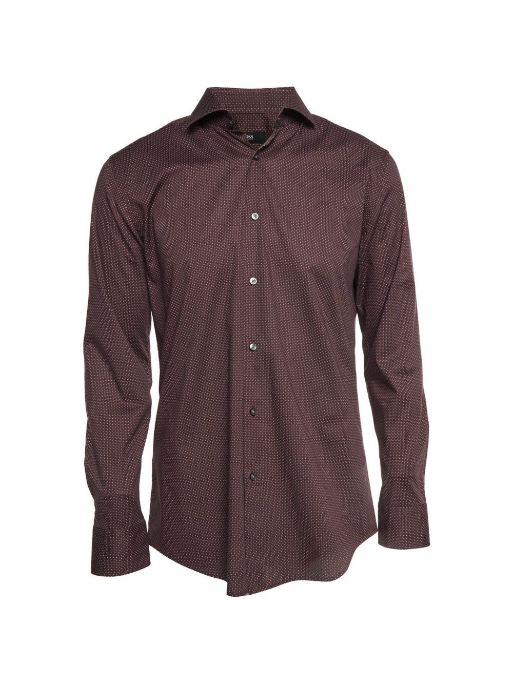 Hugo Boss Slim Fit Maroon Micro Dot Dress Shirt